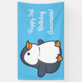 Pinguïn verjaardagsfeestje spandoek (Verticaal)
