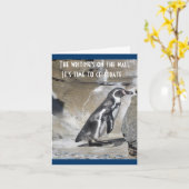 Pinguïn Verjaardagsgroet Kaart (Gele Bloem)