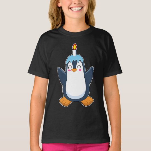 Pinguïn Verjaardagskaars T-shirt (Voorkant)