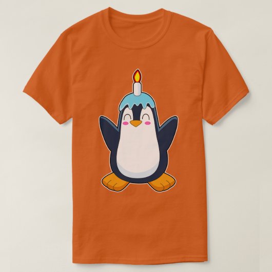 Pinguïn Verjaardagskaars T-shirt (Design voorkant)