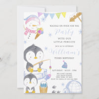 Pinguïn verjaardagsuitnodiging