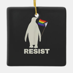 Pinguïn verzet tegen tarieven LGBT Anti Trump Keramisch Ornament