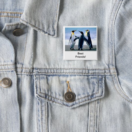 pinguïn vierkante button 5,1 cm (In situ)