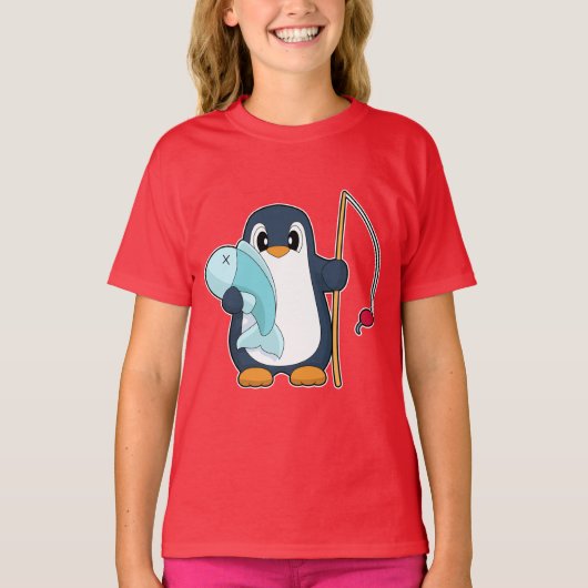 Pinguïn Visser Vis Vissen T-shirt (Voorkant)