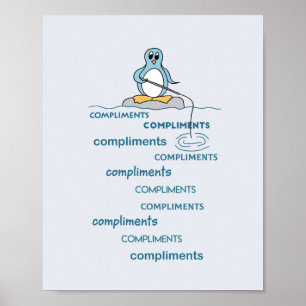 Pinguïn Vist naar Complimenten Metafoor Poster