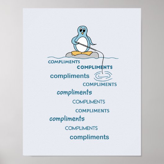 Pinguïn Vist voor Complimenten Metaphor Poster (Voorkant)