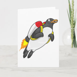 Pinguïn Vliegend met Jetpack Kaart
