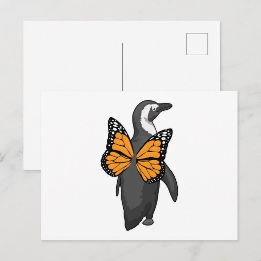 Pinguïn Vlinder vleugels Briefkaart (Voorkant / Achterkant)