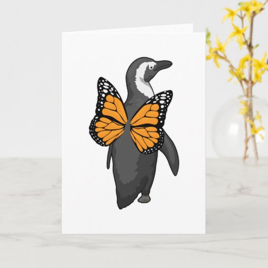 Pinguïn Vlinder vleugels Kaart (Gele Bloem)