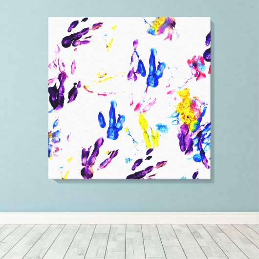 pinguïn voetafdrukken canvas afdruk (Insitu (Houten vloer))