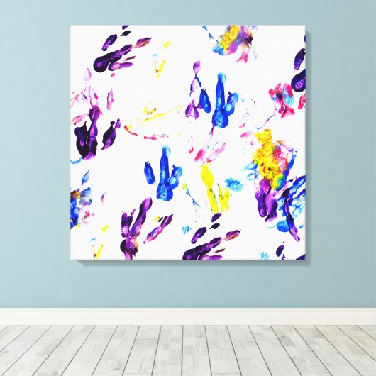 pinguïn voetafdrukken canvas afdruk (Insitu (Houten vloer))