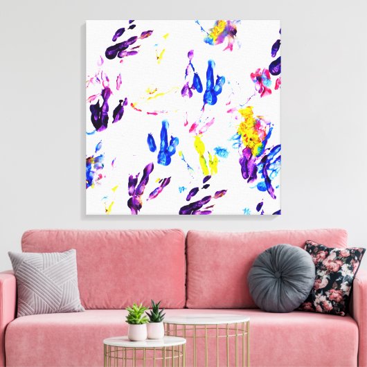 pinguïn voetafdrukken canvas afdruk (Insitu (Woonkamer))