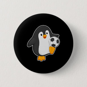 Pinguïn Voetbalspeler Voetbal Sport  Ronde Button 5,7 Cm