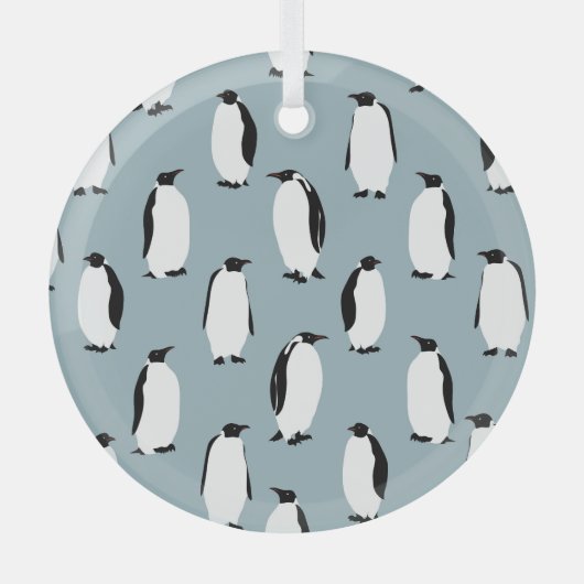 Pinguïn Vogel Dier Schattige Patroon Glas Ornament (Voorkant)
