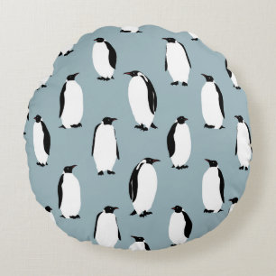 Pinguïn Vogel Dier Schattige Patroon Rond Kussen
