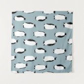 Pinguïn Vogel Dier Schattige Patroon Wandkleed (Voorkant (horizontaal))