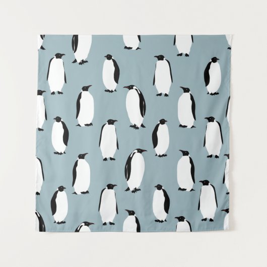 Pinguïn Vogel Dier Schattige Patroon Wandkleed (Voorkant)
