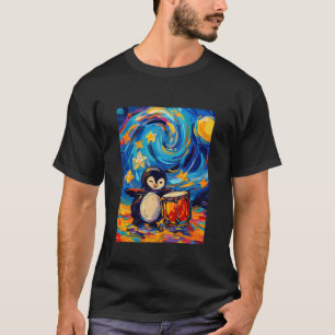 Pinguïn Vogel Drummer met Sterrennacht T-shirt