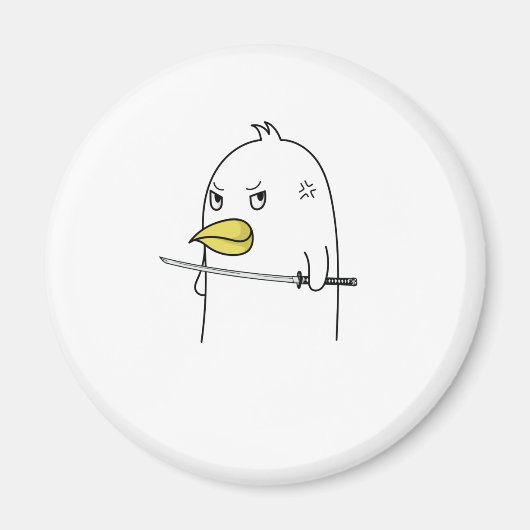 Pinguin Vogel mit Samurai Schwert guckt böse Magneet (Voorkant)