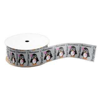 Pinguïn voor borstkanker grosgrain lint
