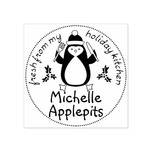 Pinguïn vork kerstgerechten uit de keuken van rubberstempel (Afrduk)