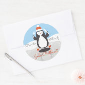 Pinguïn vorkmes uit de keuken van Kerstmis Ronde Sticker (Envelop)