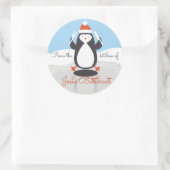 Pinguïn vorkmes uit de keuken van Kerstmis Ronde Sticker (Tas)