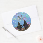 pinguïn vrienden en bubbels kinder boek ronde sticker (Envelop)