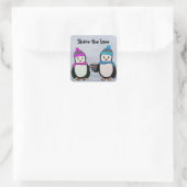 Pinguïn vriendschap vierkante sticker (Tas)