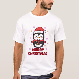 Pinguïn vrolijk kerstfeest cute winter T-shirt