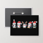 Pinguïn Vrolijk Kerstmis Noordpool Vakantie Dier Button (Voorkant / Achterkant)