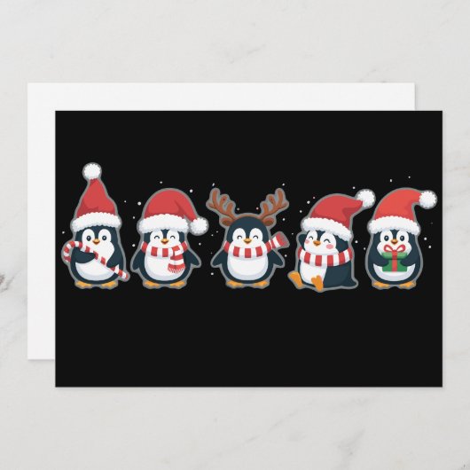 Pinguïn Vrolijk Kerstmis Noordpool Vakantie Dier Feestdagenkaart (Voorkant / Achterkant)