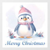 Pinguïn Vrolijk Kerstmis Venster Cling Raamsticker (Vel)