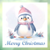 Pinguïn Vrolijk Kerstmis Venster Cling Raamsticker (Vel 3)