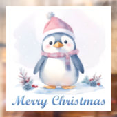 Pinguïn Vrolijk Kerstmis Venster Cling Raamsticker (Vel 2)