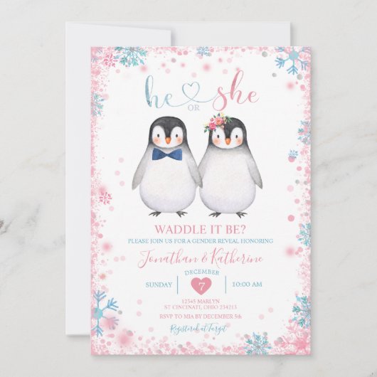 Pinguïn Waddle het is? Hij of zij onthult het gesl Kaart (Voorkant)