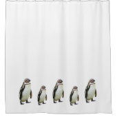 Pinguïn Walk op wit douchegordijn (Voorkant)