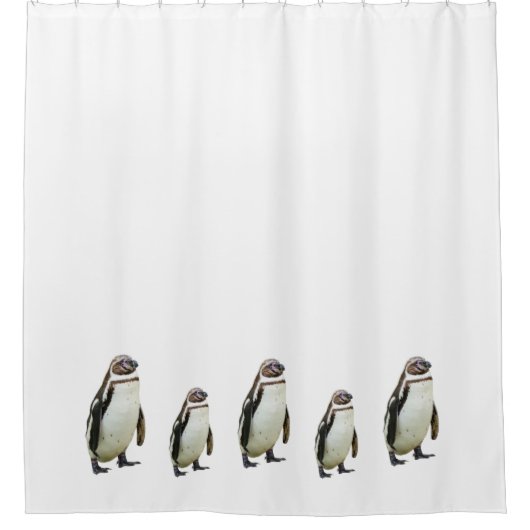 Pinguïn Walk op wit douchegordijn (Voorkant)