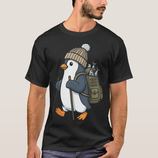 Pinguïn Wandelen Grappig Schattig T-shirt (Voorkant)