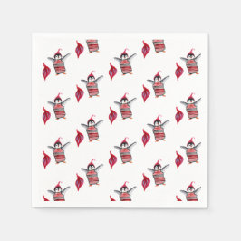 Pinguïn Watercolor Kunst voor Kerstmis Servet