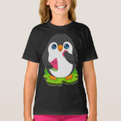 Pinguïn Watermeloen Fruit T-shirt (Voorkant)