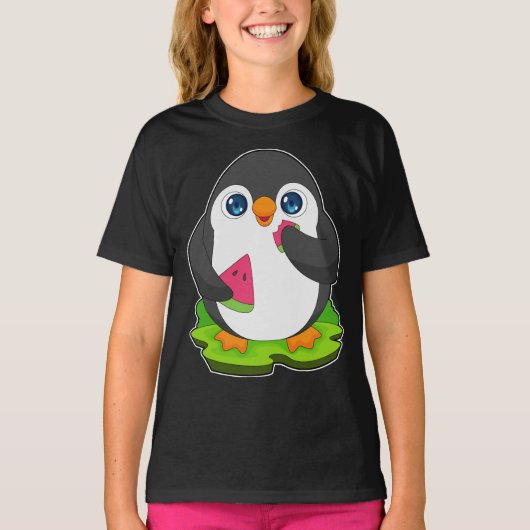 Pinguïn Watermeloen Fruit T-shirt (Voorkant)