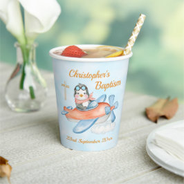 Pinguïn Waterverf Baby Cute Baptism Papieren Bekers