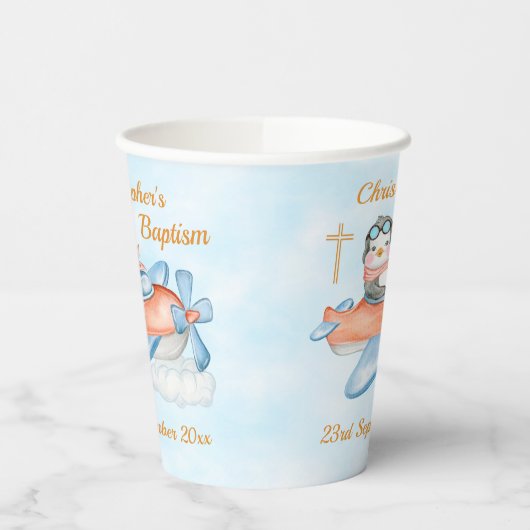 Pinguïn Waterverf Baby Cute Baptism Papieren Bekers (Links)