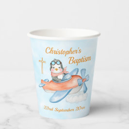 Pinguïn Waterverf Baby Cute Baptism Papieren Bekers