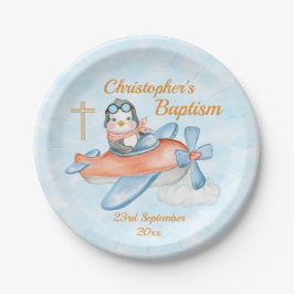 Pinguïn Waterverf Baby Cute Baptism Papieren Bordje