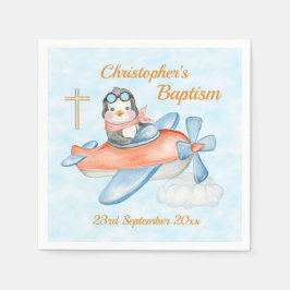 Pinguïn Waterverf Baby Cute Baptism Servet