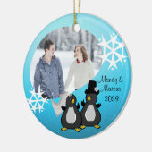 Pinguïn Weddenschap Kerstmis Keramisch Ornament (Links)