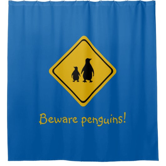 pinguïn wegbord - douchegordijn (Voorkant)