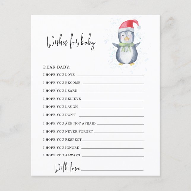 Pinguïn - wensen voor baby (Voorkant)